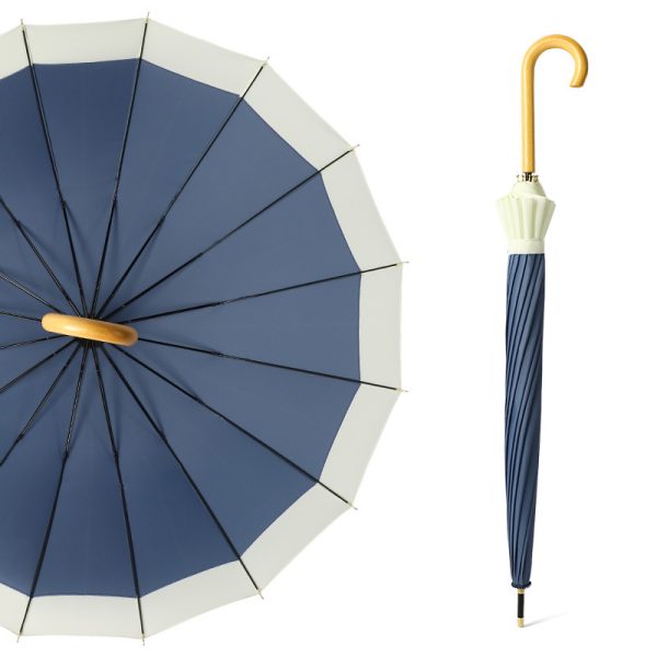 Japanese Small Fresh Plain Long Handle Straight Umbrella (2)