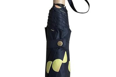 Wooden Handle Black Plastic Wave Point Tri-Fold Umbrella (4)