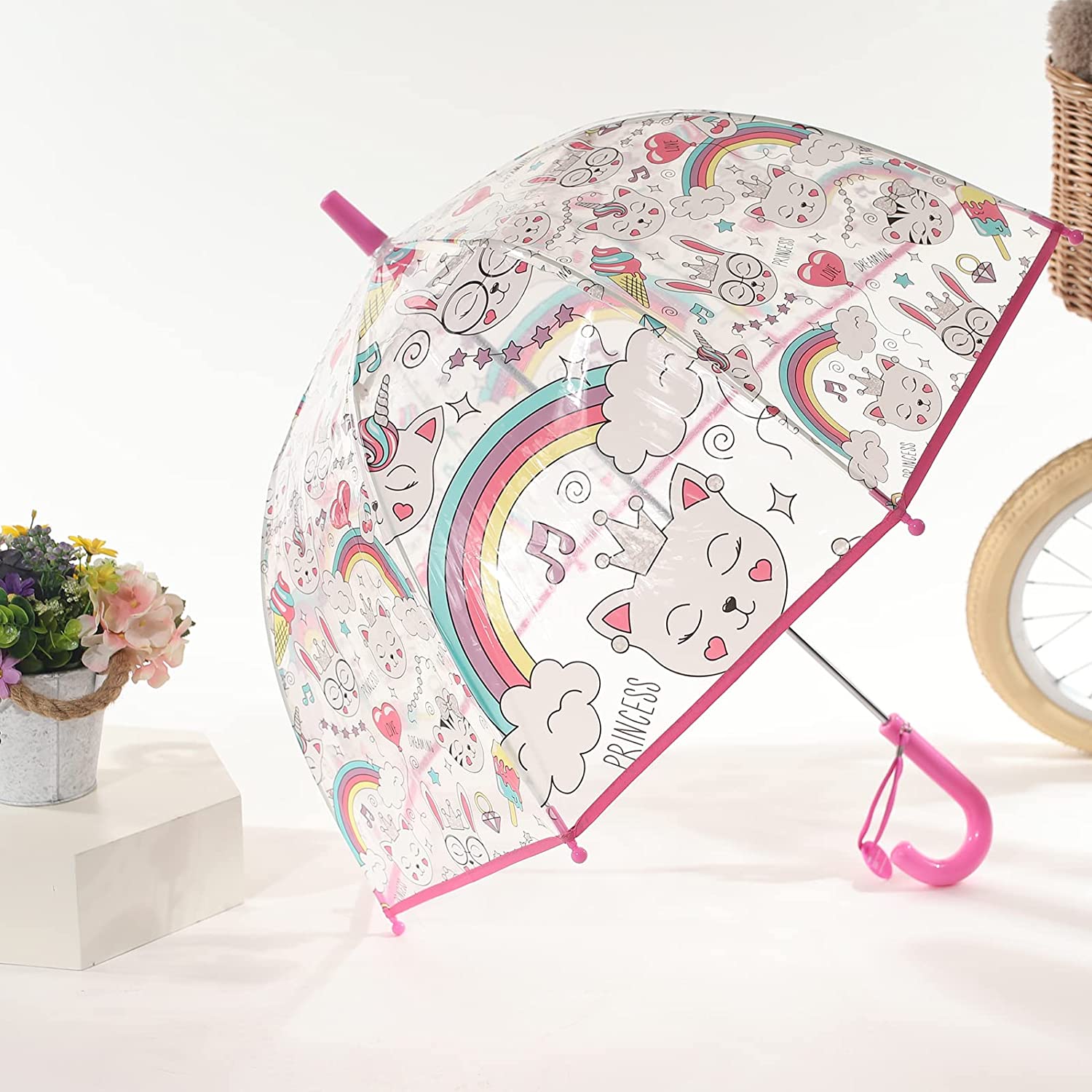 Clear Thick Plastic Transparent Kids Umbrella (4)